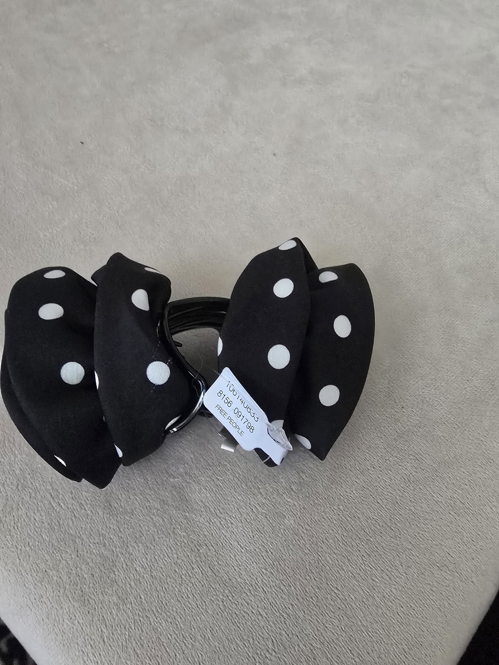 Free People Black and White Polka Dot Bow Hair Tie